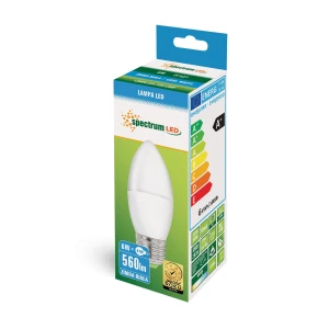 ŻARÓWKA LED 6W ŚWIECZKA 6000K E27 WOJ+13062 SPECTRUMLED